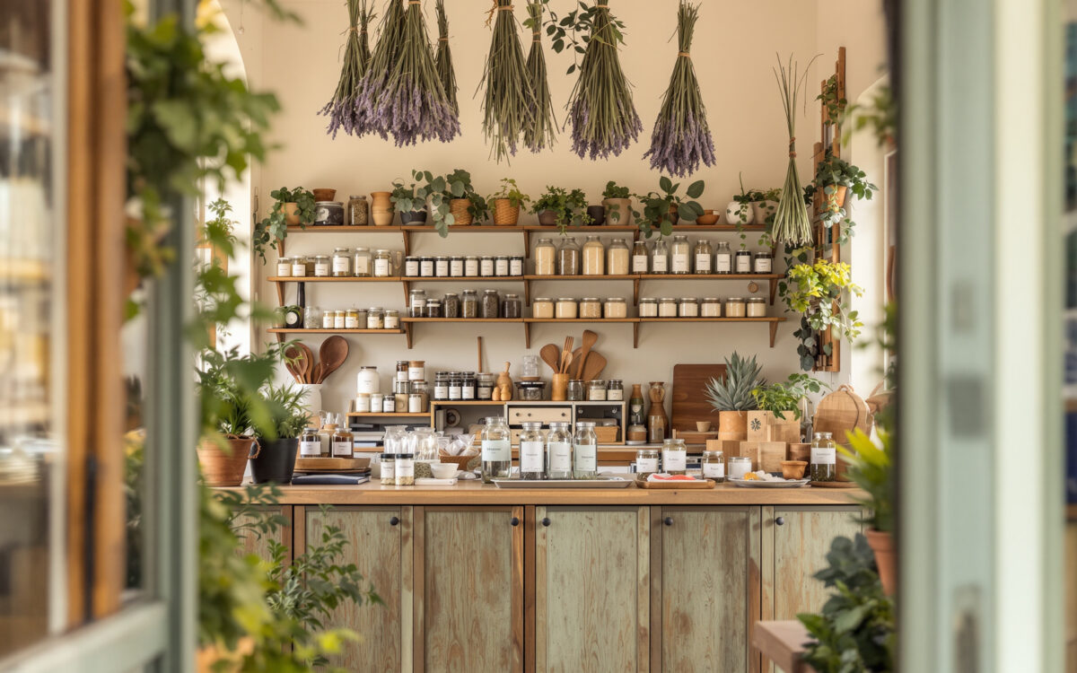 Interior de la herboristería Flor de Té en Yecla